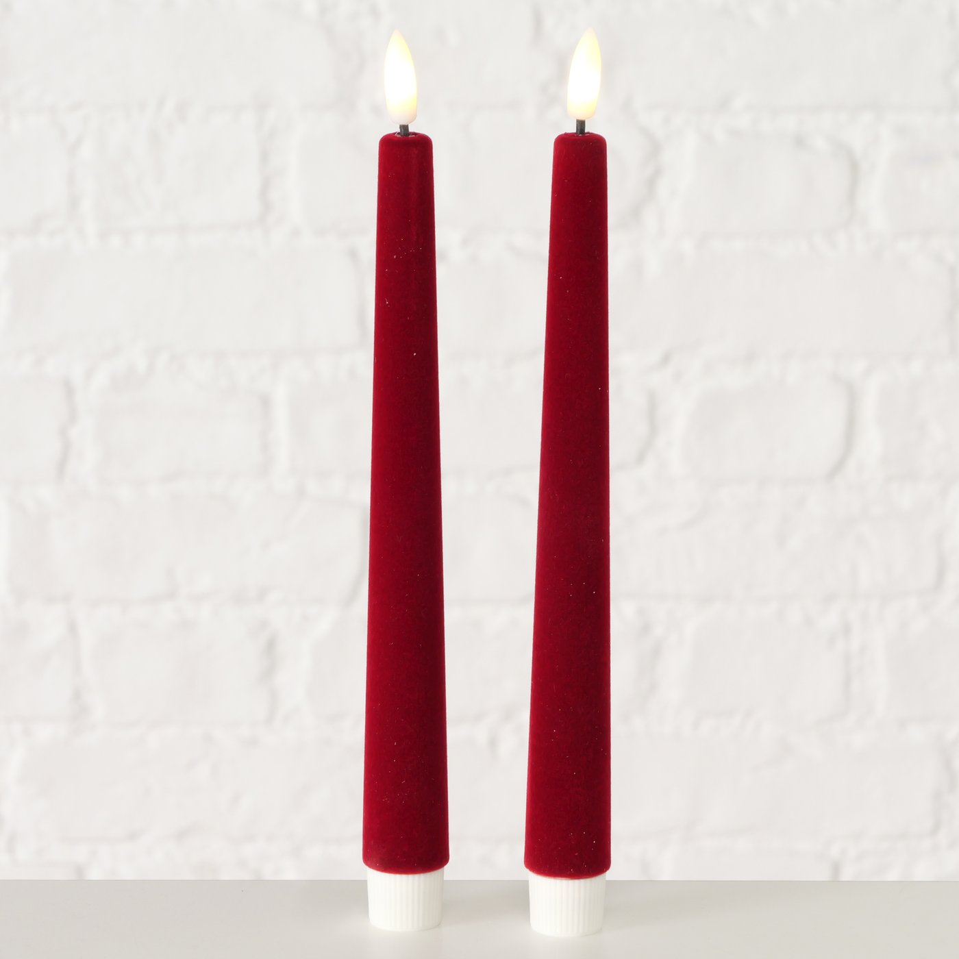 Set due candele a led Velvet rosso - immagine 2