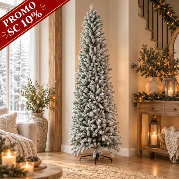 Albero innevato slim Tiron 210 cm