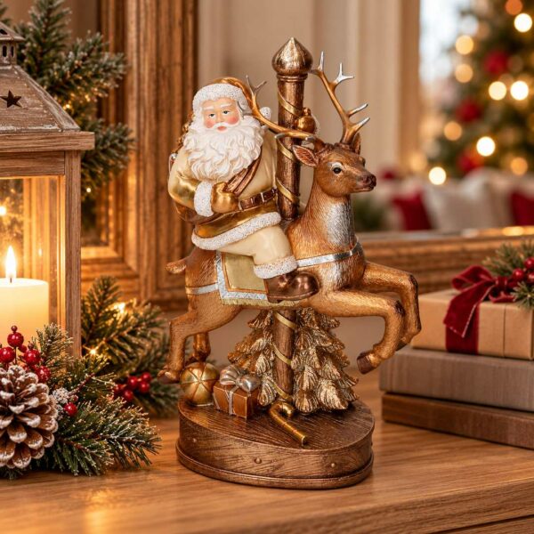 Babbo Natale su renna oro