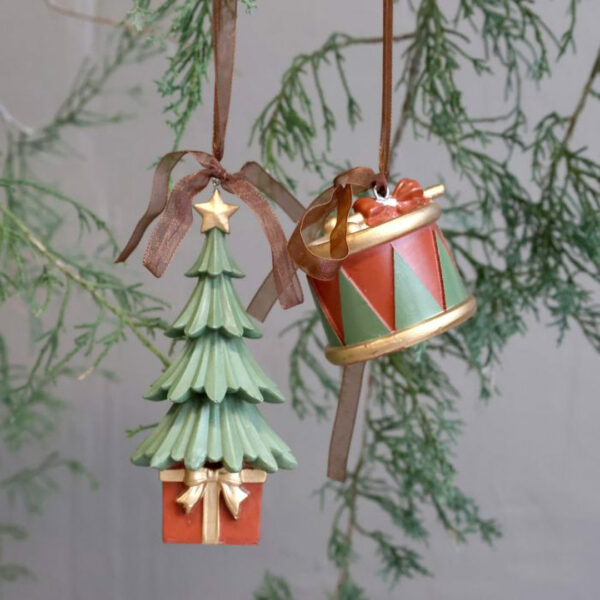 Set di due decori Albero e Tamburo