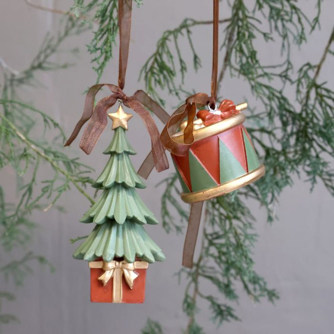 Set di due decori Albero e Tamburo