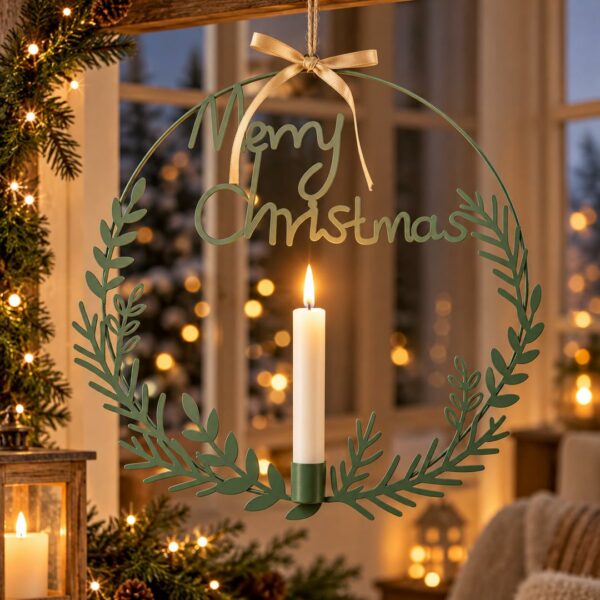 Decoro Merry Christmas con candela led