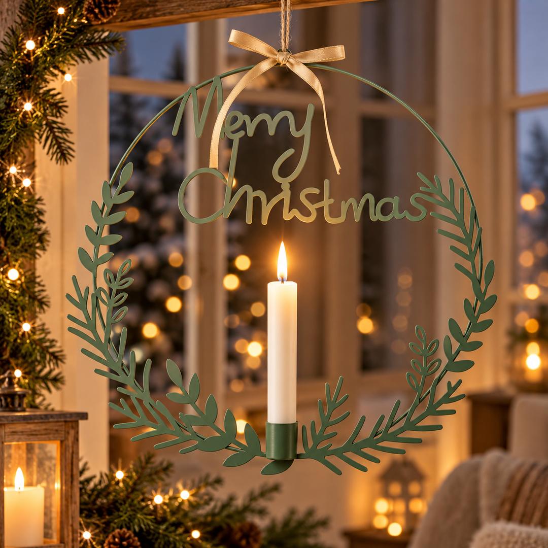 Decoro Merry Christmas con candela led