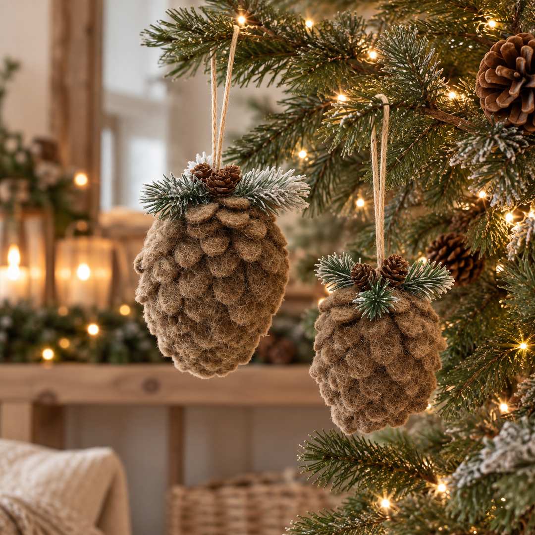Set di due decori Pigne appendibili