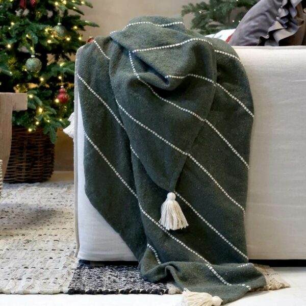Coperta verde con righine