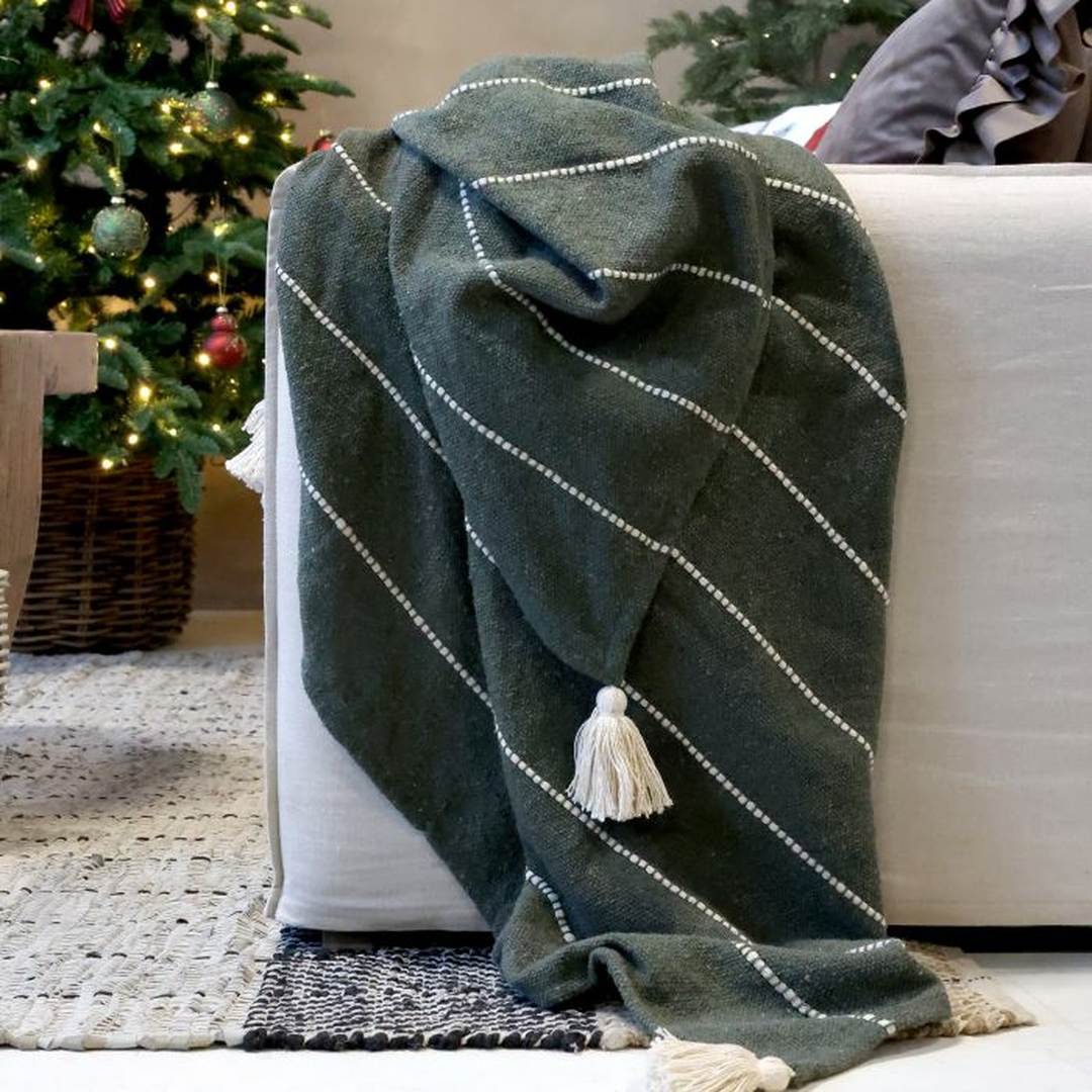 Coperta verde con righine