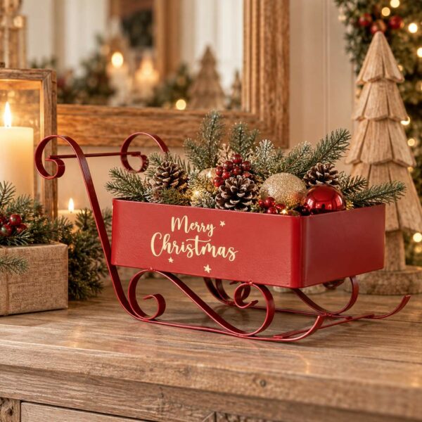 Slitta Merry Christmas rossa