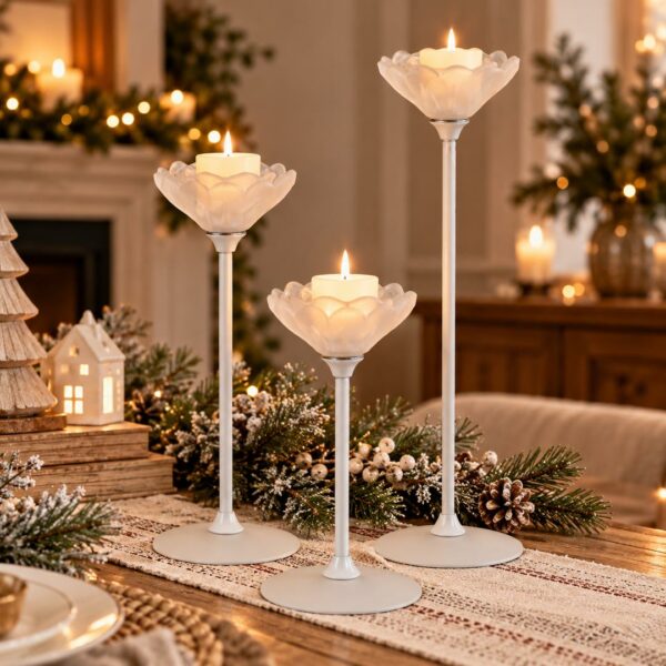 Set tre portacandele Satin